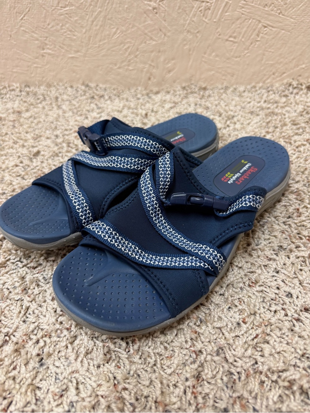 Skechers Navy Blue Woven Slip-On Sandals